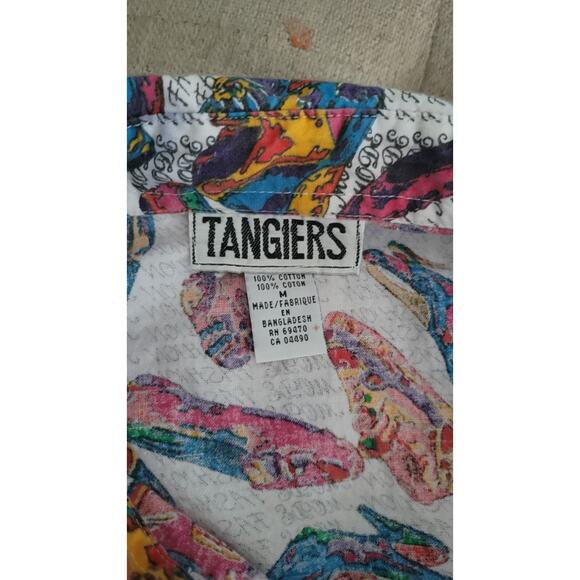 90's Made Fashion Retro Colorful All Over Shoe Print Tangiers Size Medium - Picture 4 of 4